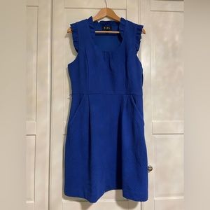 Royal blue fitted dress with pockets, size 14